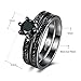 2PCS Black Gold Princess Cut CZ Wedding Engagement Band Bridal Rings Jewelry Set