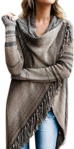 Redshop Women Coat Tassel Irregular Cardigan Knitted Sweater Poncho Shawl Jacket Outwear Blouse Tops
