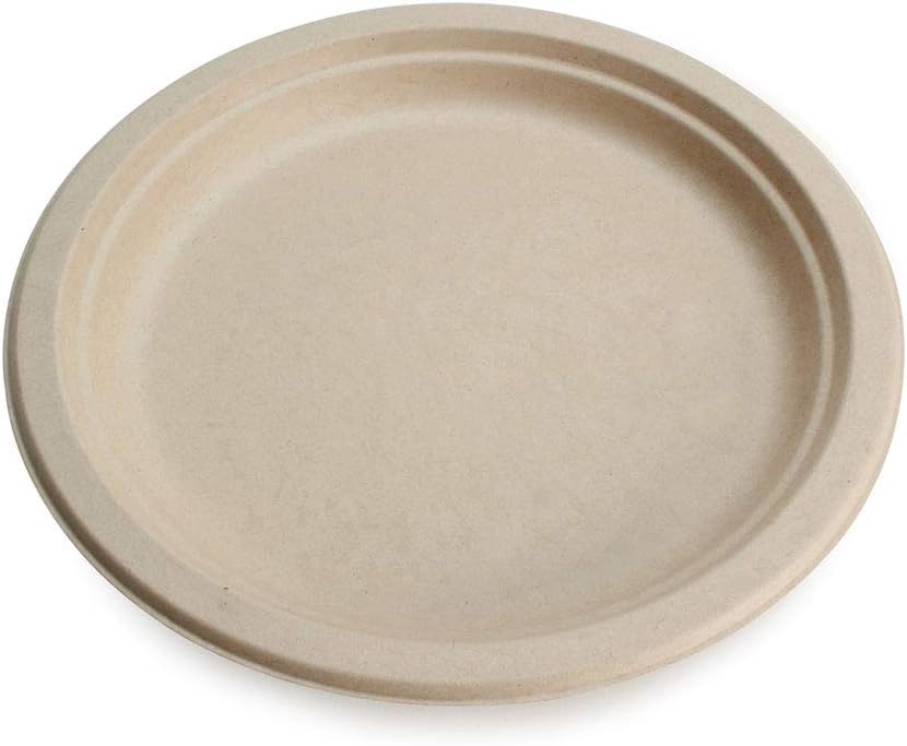 Earth's Natural Alternative Eco-Friendly, Natural Compostable Plant Fiber 9" Plate, Natural, 125 Count: Kitchen & Dining