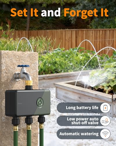 Diivoo 3 Zone Smart WiFi Water Timer, Brass Inlet WiFi Sprinkler Timer Compatible with Alexa/Google, 18 Programs, Misting/Timed Modes, Rain Delay, 3 Outlets for Garden Hose Irrigation