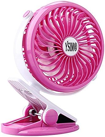 YSIM Clip on Fan Rechargeable Battery Fan 360 Degree Rotation USB to Baby Stroller and Desk with Quietness Pink 5"
