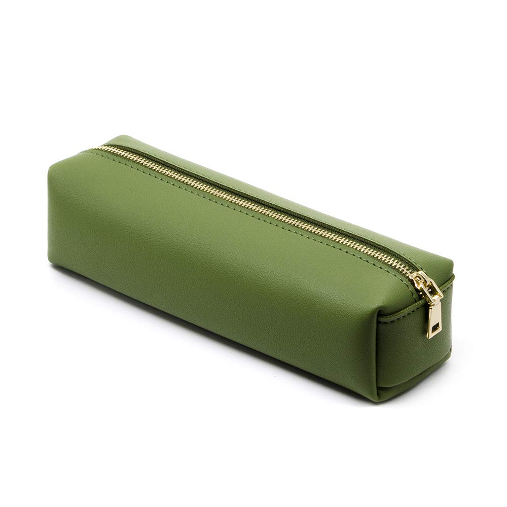 eusbon PU Pencil Pen Case Portable Stationery Bag Big Capacity Pencil Pouch Cosmetic Organizer Bag for College Student, Green
