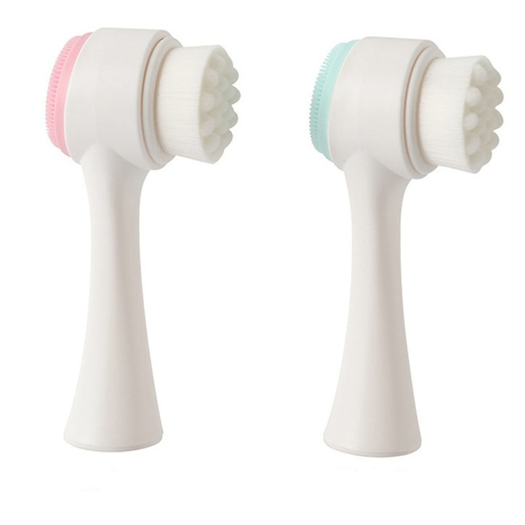 2PCS Manual Facial Cleansing Brush, 2-in-1 facial Cleansing Brush, Silicone Double Sided Exfoliating Brush, Deep Cleansing Skin Keratin Cleaning System, for Wash Makeup Massaging