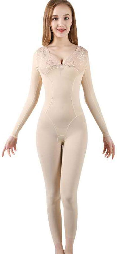 MLYmid Full Body Shaper Caffeine Slimmer Firm Tummy Control All in One Shapewear Bodysuit Seamless Underwear for Women（Long Sleeve）
