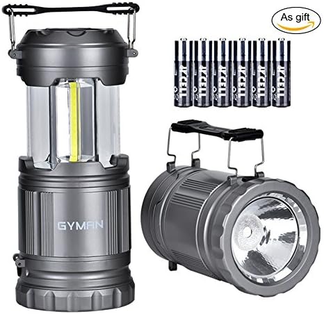 GYMAN 2 Pack LED Camping Lantern&amp;Flashlight Latest COB Technology Survival Kit for Emergencies, Hurricanes, Storms, Camping Gear for Hiking, Outages, Night, Fishing
