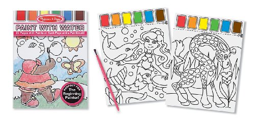 Melissa & Doug Paint With Water Kids' Art Pad With Paintbursh - Playtime, Fairies, Animals, and More