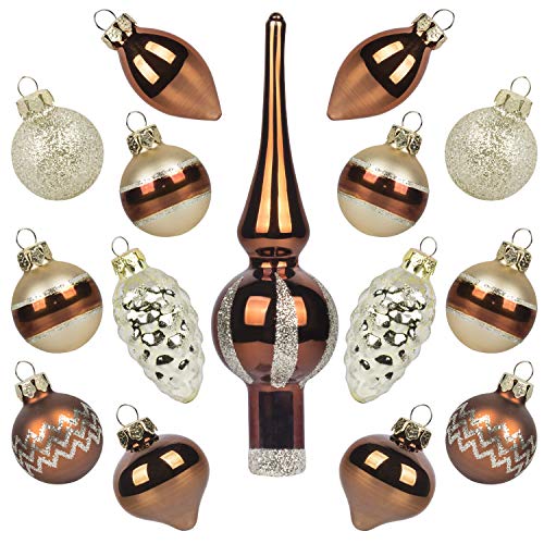 KINGYEE Miniature Ornaments and Tree Topper Christmas Mini Glass Tree