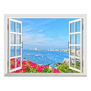 Removable Wall Sticker/Wall Mural - Beach of Pattaya | Creative Window View Wall Decor - 24"x32"