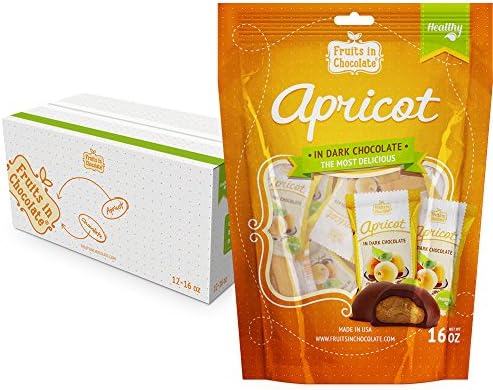 Fruits in Chocolate Dark Chocolate Covered Apricots 16 Oz Bag (Pack of 12)