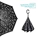 ZOMAKE Double Layer Inverted Umbrella Cars Reverse Umbrella, UV Protection Windproof Large Straight Umbrella for Car Rain Outdoor with C-Shaped Handle (Rainy Day)