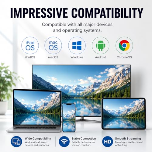 EZCast Pocket Prime Wireless HDMI – 1 transmisor y 2 receptores | Plug & Play, Wi-Fi 5GHz, extensor HDMI portátil para laptop, TV, proyector y gaming – rango de 80 m, salida 1080P