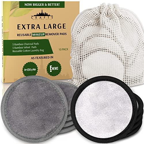10 Extra Large Reusable Cotton Pads for Face Microfiber Cloth