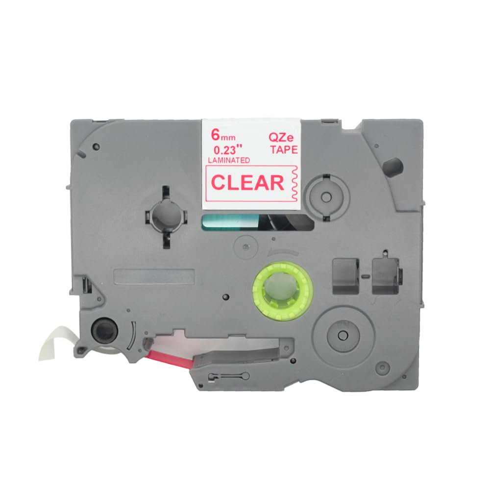 BROVACS 1 Pack Red on Clear Laminated Label Tape Compatible for Brother P-Touch Label Printer TZ 112 TZe 112 6mm 1/4" OPA4112
