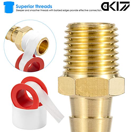 Brass 3/8" Barb X 1/4" NPT Male End Air Hose Pipe Fitting Threaded Connector Adapter, Pack of 5