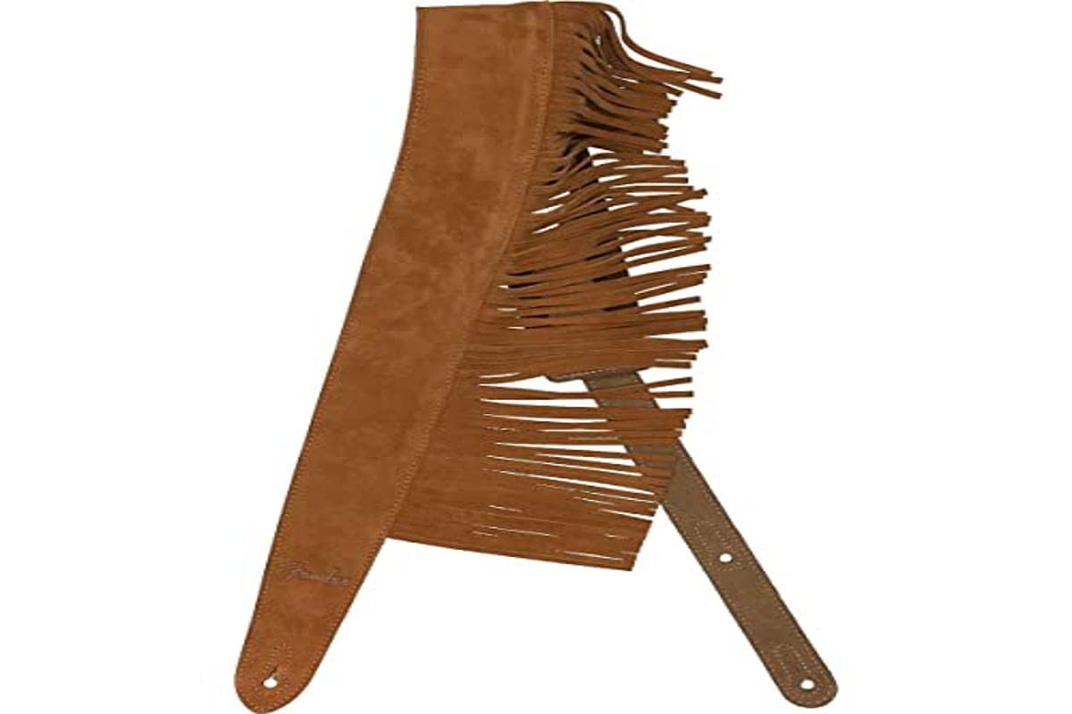 Fender Suede Fringe Guitar Strap, Brown, 2.5" for Guitar and Bass