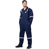 Flame Resistant FR Hi Vis Coveralls for Men NFPA 2112 Complied 7oz Overall for Men Reflective Tape 6 Pockets Coverall