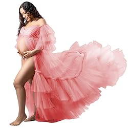 Tianzhihe Fluffy Tulle Maternity Robe for