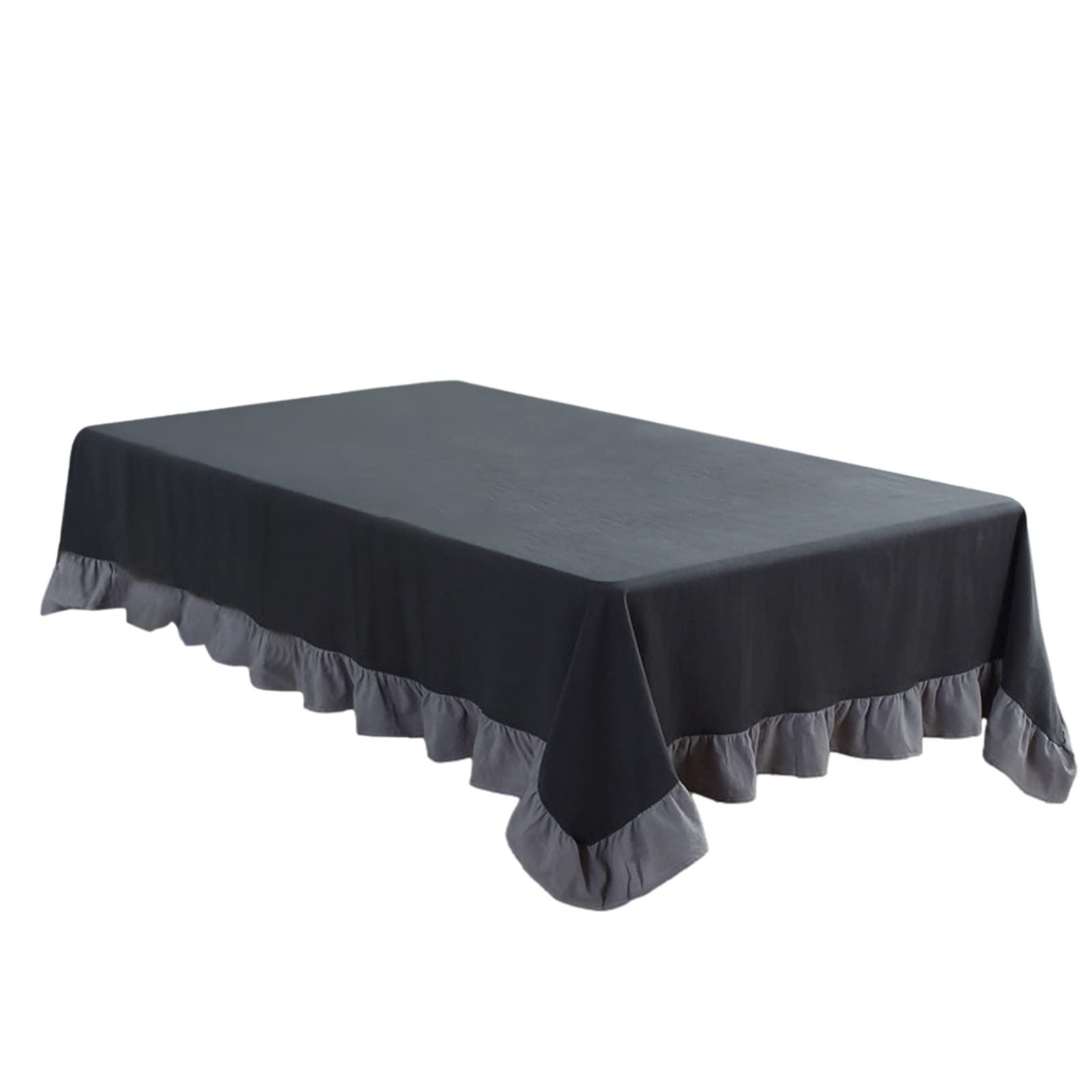 rismart Ruffle Square Linen Table Cloth Cover Tablecloth for Tabletop Desk Adornment Grey 140 x 180 cm