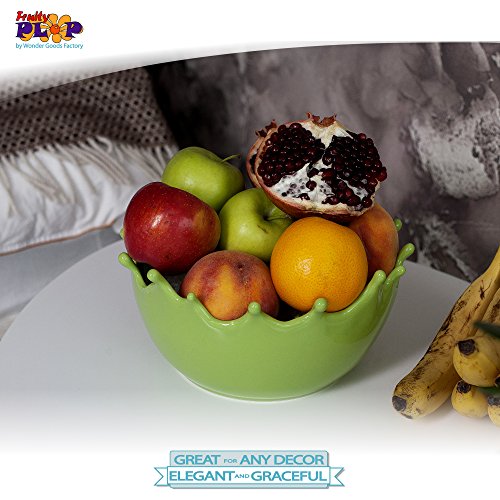Premium Large Salad Bowl - Serving Bowl - Fruit Bowl - Candy Dish - Decorative Centerpiece Bowl - Best for Serving Fruit Salad Candy Popcorn Punch Chips Pasta - Unique Modern Design - Ceramic (Green) - Thumbnail 3