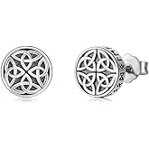 Black Onyx Earrings 925 Sterling Silver Celtic Viking Earrings Zircon Stud Earrings Hypoallergenic Punk Gothic Jewelry Gifts for Women Men