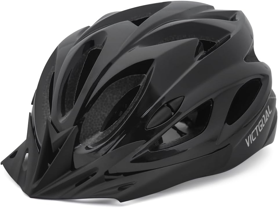 Victgoal Adults Bike Helmet with Magnetic Goggles Visor LED Rear Light Black-V
