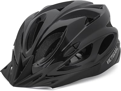 Victgoal Adults Bike Helmet with Magnetic Goggles Visor LED Rear Light Black-V