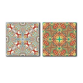 2 Panel Square Abstract Floral Patterns x 2 Panels