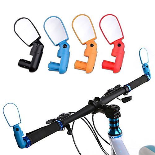 2 PCS MTB Bar End Mountain Bicycle Mirror, 13.75 to 22.5 Inside Diameters Handlebar Rearview Mini Mirrors, Glass Adjustable Rotate Flexible Bike Bicycle Cycling,  Random Color