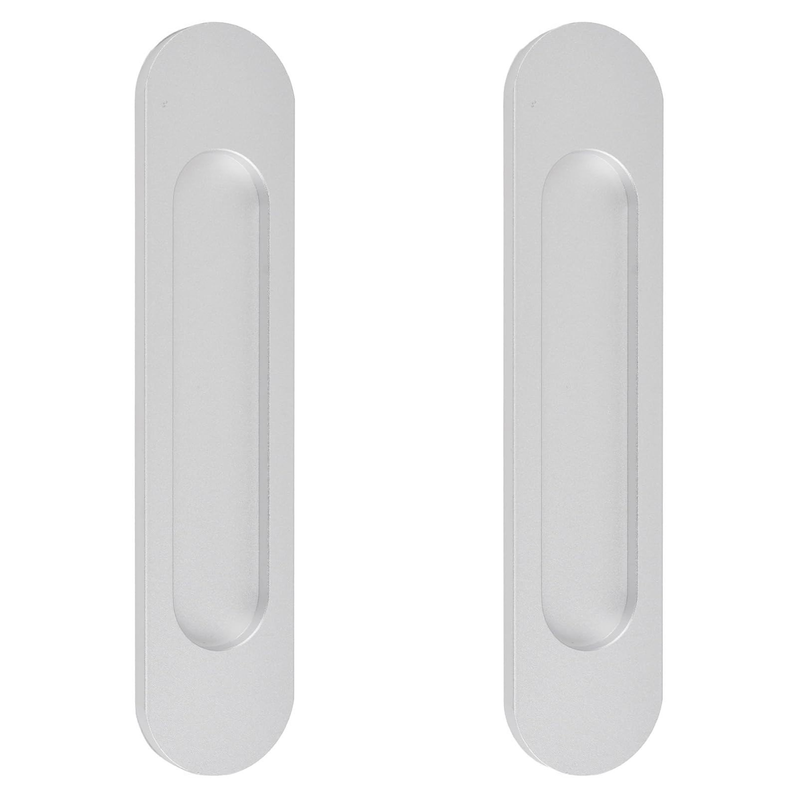 MOROBOR 18CM Self-Stick Oval Sliding Door Pulls, 2pcs Silver Aluminum Alloy Flush Pull Punch-Free Handle for Sliding Barn Door Windows Cabinets
