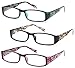 GAMMA RAY READERS 3 Pairs Ladies' Marble Color Readers Quality Spring Hinge Reading Glasses for Women - With +1.00 Magnification