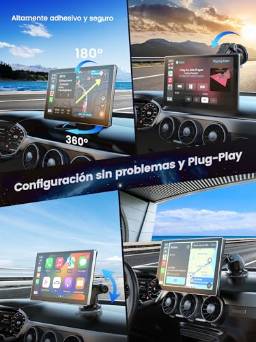 Carplay Auto, 9'' Schermo per Auto, Supporto CarPlay e Android Auto, Dash Cam 4K Integrata e Telecamera Posteriore 1080P, Navigazione GPS/Bluetooth 5.0/Controllo Vocale/Mirror Link/FM, SD 64GB Inclusa