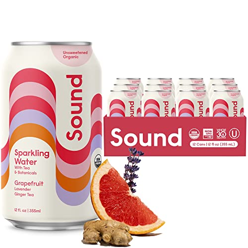 Sound Sparkling Water w Organic Tea & Botanicals Unsweetened, Zero Calorie Grapefruit with