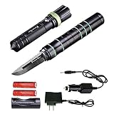 Futuresky Tactical Flashlight Survival Rescue Self Defense Emergency Knife With LED Rechargeable Adjustable Torch and Window Breaker For Car Home Vehicle Camping Hiking Hunting Travel