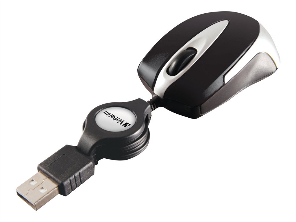 Verbatim 99999 Go Mini - USB Optical Travel Mouse with Retractable Cable, black
