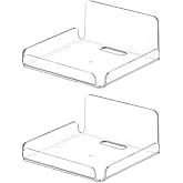 Saycker 2 Pack Clear Acrylic Floating Shelves, Wall Mounted, No Drill, Space Saving, Transparent, Secure Mounting, Easy Installation, Cable Management, Bathroom Office Home
