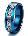 Tungary 8mm Tungsten Rings for Men Wedding Engagement Band Dragon Blue Beveled Edge Size 6-14