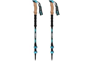 KINGGEAR Carbon Fiber Hiking Poles – Telescopic Collapsible Flip Locks Nordic Walking Sticks with Natural Cork Handle and EVA Grips Trekking Poles