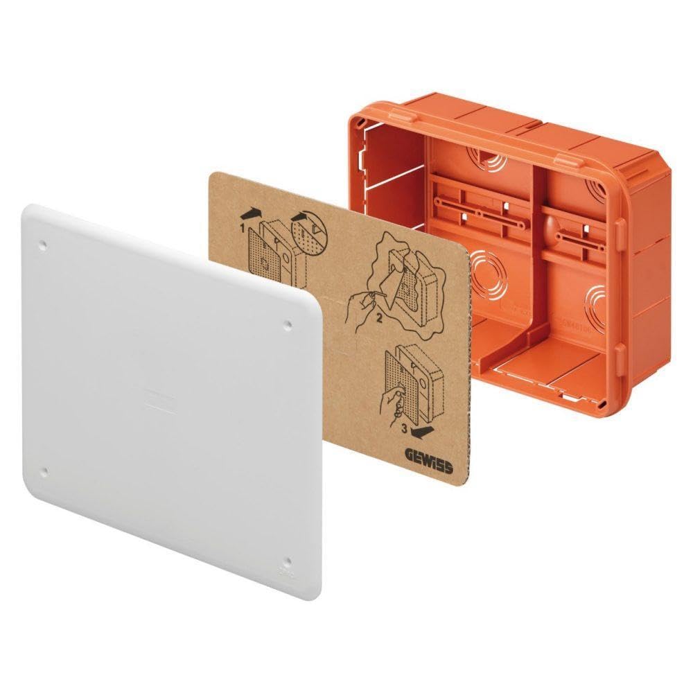 Gewiss GW48006 - Orange Plastic Waterproof Recessed Wall Mount Junction Box with DIN Rail Connection and Large Capacity