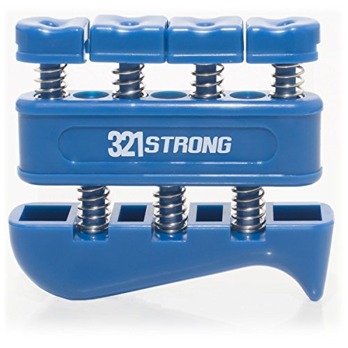 Finger Strengthener and Hand Exerciser for Guitar , Piano , or Therapy - Blue with BONUS 4K Ultra HD eBook