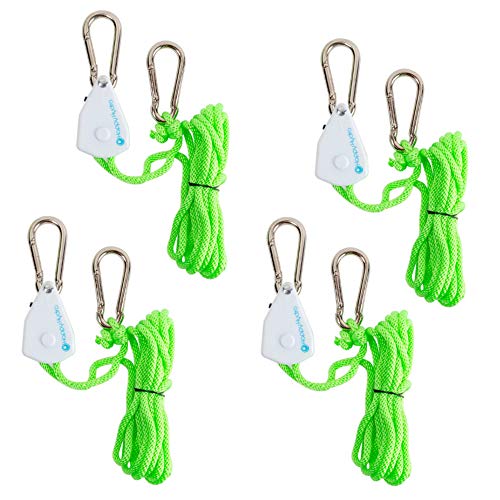Happy Hydro - Ratchet Light Hanger - Heavy Duty 1/8" Rope - Hold 60lbs w/Each Hanger - 4 Pairs