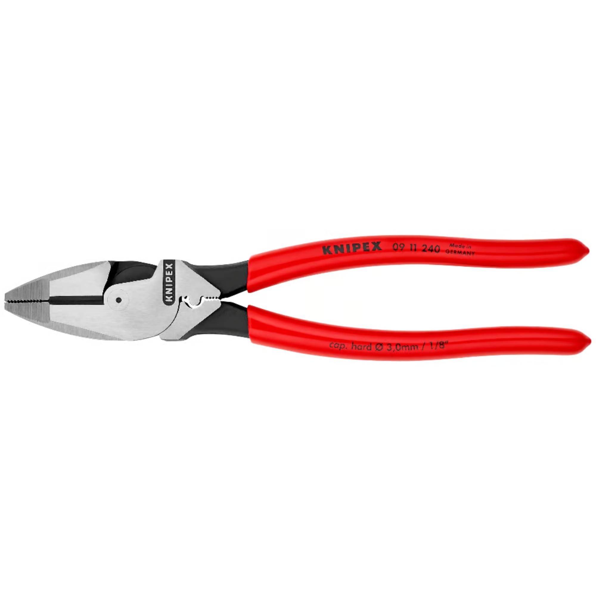 KNIPEX Lineman's Pliers American Style Self-Service Card with Non-Slip Plastic Coating 240 mm, 09 11 240 SB