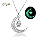 Onairmall Luminous Series Owl Moon Necklace Fluorescent Necklace,Glow in The Dark (Green)