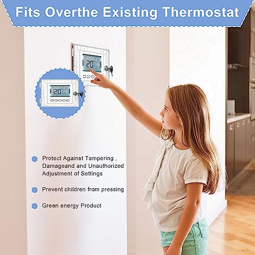 GAESHOW Universal Thermostat Protection, Universal Thermostat Cover with 2 Keys, Transparent Thermostat Lock Box Wall-Cover, Clear Acrylic Lock Box, Wall Mounted