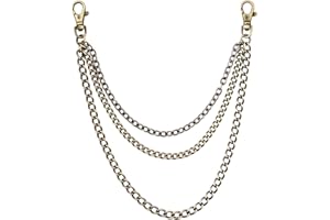 TIONG Gold/Silver Customizable Pocket Watch14 Inch Chain with Twisted Thick & T Bar & Lobster Clasps Custom Watch Chain Link Vest for Your Pocket Watch