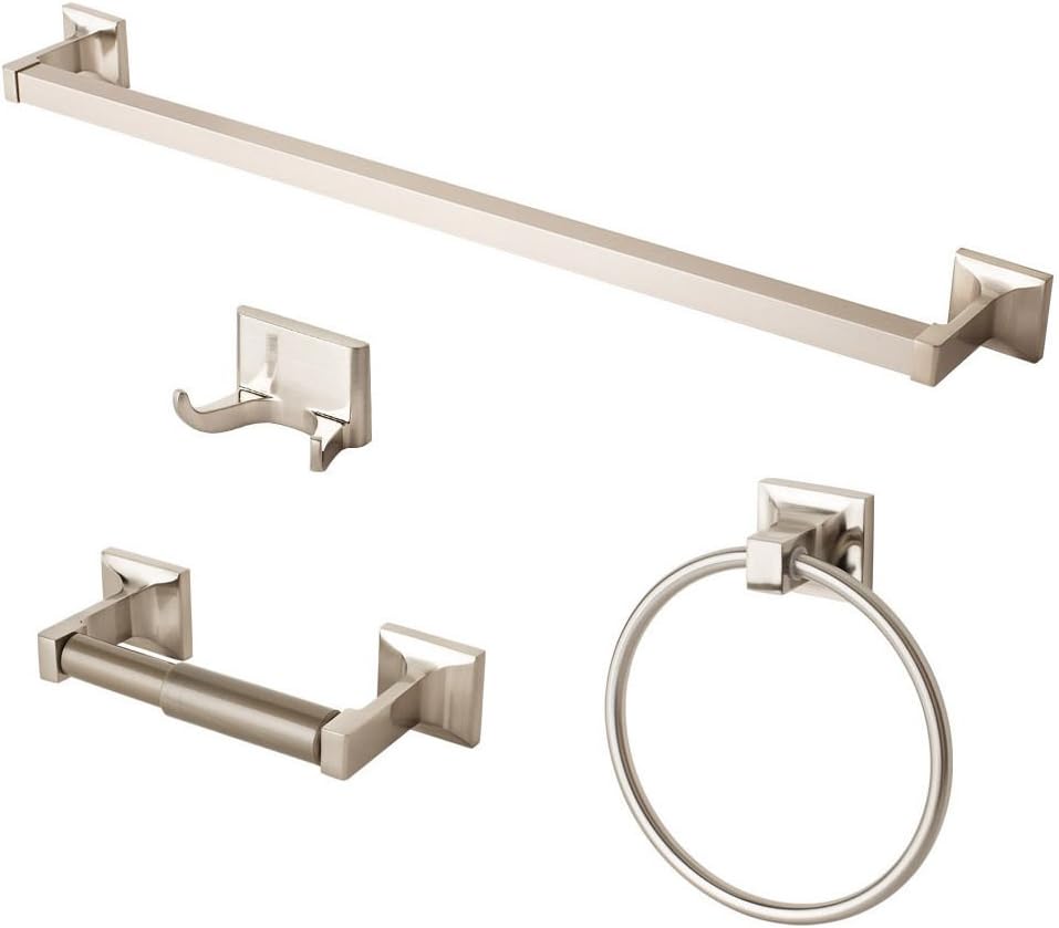 4pcs Brushed Nickel Bath Hardware Bathroom Accessory Paper Holder Towel Bar Set
