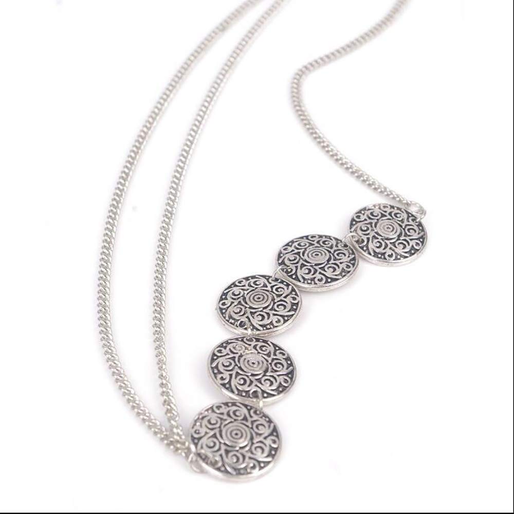 Chargances Women Head Chain Halloween Metal Head Chain Vintage Coin Headband Bohemia Festival Forehead Headpiece for Women and Girls(silver)