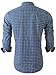 Emiqude Mens Casual Slim Fit Long Sleeve Pocket Inner Contrast Plaid Dress Shirt Large Navy