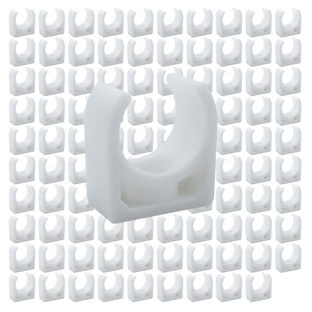 HLIWS PPR Water Pipe Clamps,100 Pcs Universal Single Pipe Clip,Push-Fit Fittings,for Garden Irrigation Hose Connector,Screws not Included(Inner Diameter 16mm,White) — image 1