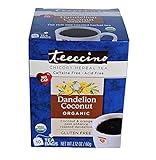 Teeccino Dandelion Chicory Herbal Tea Bags, Coconut, 10 Count (Pack of 4)