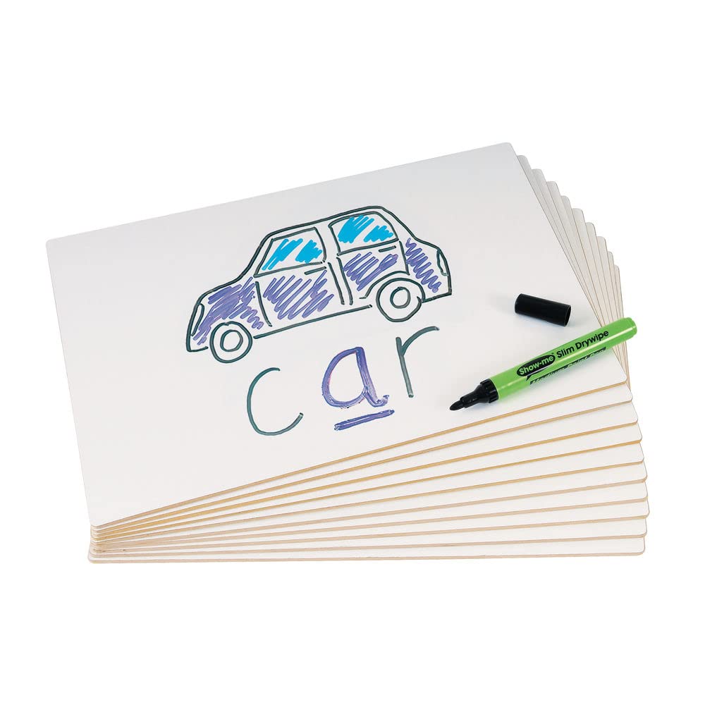 Show-me Rigid A4 Plain Double-Sided Drywipe Whiteboards, A4 Whiteboard for Drywipe and White Board Pens – Ideal for Teachers, Classrooms, and Schools, Mini Whiteboards Pack of 10 — image 1